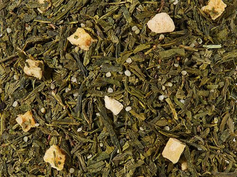 Groene Thee Perzik Hennep – verfijnde blend van groene thee, hennepzaden, perzikstukjes en citrus aroma's