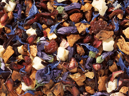 Granaatappel & Bosbessen vruchtenthee met blauwe korenbloemen – fruitige losse thee melange van Allethee