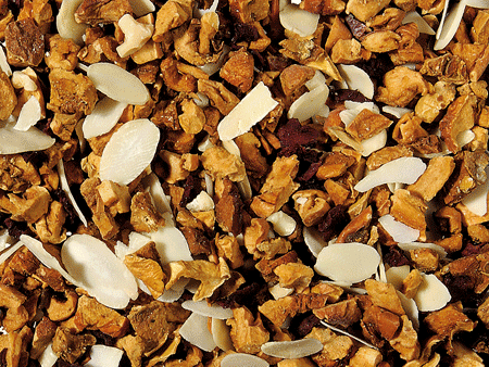 Vruchten Thee Fair Almond – losse thee met appel, amandel en karamel, perfect voor een warme, romige thee-ervaring.