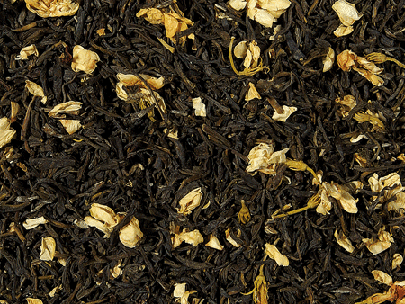 Losse Groene Jasmijn Thee met delicate jasmijnbloesems – een verfijnde Chinese theespecialiteit met bloemige aroma's.